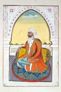 Sirdar Fatteh Singh, uit Het Koninkrijk van Punjab, zijn Heersers en Hoofden, deel II, een deel van 30 aquarelstudies door een onbekende Indiase kunstenaar, ca. 1840 door Indian School