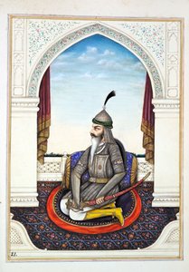 Sirdar Harri Singh, uit Het Koninkrijk van Punjab, zijn Heersers en Hoofden, deel I, een deel van 27 aquarelstudies door een onbekende Indiase kunstenaar, ca. 1840 door Indian School