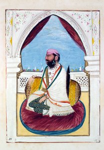 Sirdar Hukm Singh (Malwai), uit Het Koninkrijk van Punjab, zijn Heersers en Hoofden, deel II, een deel van 30 aquarelstudies door een onbekende Indiase kunstenaar, ca. 1840 door Indian School