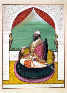 Sirdar Mangal Singh, uit Het Koninkrijk van Punjab, zijn Heersers en Hoofden, deel I, een deel van 27 aquarelstudies door een onbekende Indiase kunstenaar, ca. 1840 door Indian School