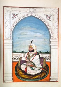 Sirdir Ajit Singh, uit Het Koninkrijk van Punjab, zijn Heersers en Hoofden, deel I, een deel van 27 aquarelstudies door een onbekende Indiase kunstenaar, ca. 1840 door Indian School