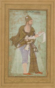 Sultan Ali Adilshah I van Bijapur, albumfolio met schilderij, ca. 1590 door Indian School