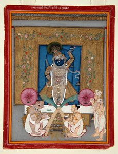 De aanbidding van Krishna als Shrinath ji, 1800-25 door Indian School