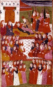 De Dood van Abu Bakr, illustratie uit Hamla-i-Haydari, door Mirza Muhammad Rafi Bazil, 1808