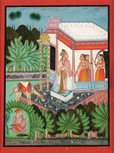 De ontvoering van Dhola en Maru, Bundi, ca. 1750