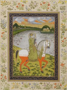 De keizer Muhammad Shah, te paard, op het jachtveld, c.1750
