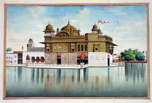 De Gouden Tempel in Amritsar, uit Het Koninkrijk van Punjab, zijn Heersers en Hoofden, deel I, een deel van 27 aquarelstudies door een onbekende Indiase kunstenaar, ca. 1840