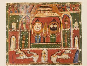 De Jagannatha Trio in het heiligdom in Puri door Indian School