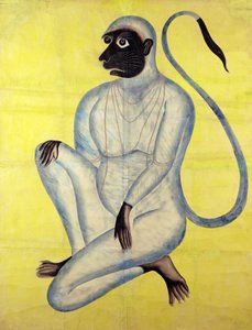 De Apenkoning Hanuman, Kalighat, Calcutta, ca.1870 door Indian School