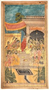 Het huwelijk van Tana Shah in de Jalwa-ceremonie, 1679 door Indian School