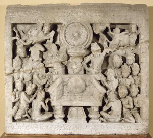 De aanbidding van de boeddhistische symbolen, Amaravati door Indian School