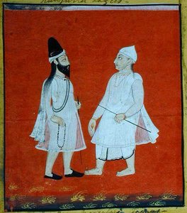 Twee Zwervende Moslim Faqirs (jangam) Religieuze Bedelaars, Udaipur, c.1810-20 (detail)