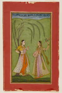 Twee dames in een landschap door Indian School