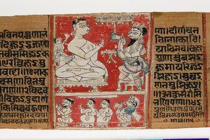 Vimalaprava converseert met Raji en Lakshmi, ca. 1300 door Indian School
