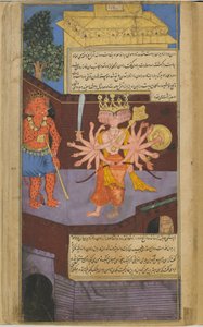 Ravana ontmoet een angstaanjagende deurwachter in het paleis van Vali door Indian School