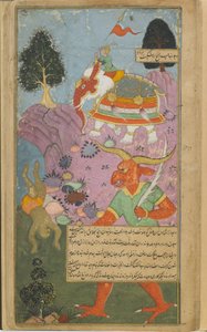 Indra handhaaft de hemelse orde door de vroegrijpe Hanuman neer te slaan