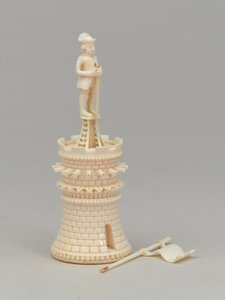 Witte toren, schaakstuk, India, circa 1820 door Indian School