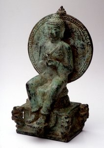 Europese zittende Boeddha, brons, Centraal-Java, 9e eeuw