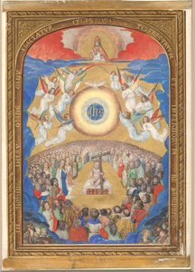 Manuscriptblad met Aanbidding van de Heilige Naam, uit een Getijdenboek, na 1530 door Influence of Simon Bening