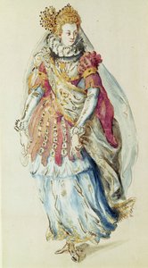 Kostuumontwerp voor een Dame Masquer door Inigo Jones