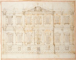 Verhoging van het voorlaatste ontwerp voor Banqueting House, Whitehall, ca. 1619 door Inigo Jones