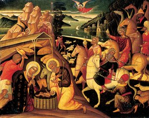 De aanbidding der wijzen, 1500-25 door Ioannis Permeniates