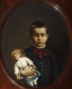 Portret van een meisje met pop in haar hand door Volkov, Iosif Petrovich (1854-na 1897)