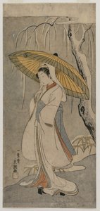 Segawa Kikunojo II als de Reigermaagd uit de serie Ichimura Theater, 1770 door Ippitsusai Bunchō