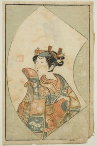 De Acteur Arashi Hinaji, uit "Een Prentenboek van Toneelwaaiers (Ehon butai ogi)" door Ippitsusai Bunchō