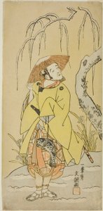 De acteur Arashi Otohachi I als Numataro, de vazal van Utou Yasukata, in deel twee van het stuk Kogane no Hana Gaijin Aramusha (Gouden bloemen: De triomfantelijke terugkeer van woeste krijgers), uitgevoerd in het Nakamura Theater vanaf de eerste dag van de door Ippitsusai Bunchō