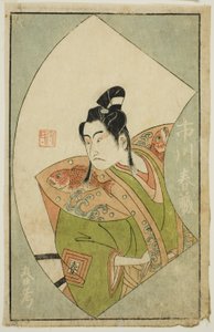 De acteur Ichikawa Haruzo II, uit "Een prentenboek van toneelwaaiers (Ehon butai ogi)"