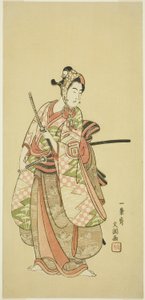 De acteur Sanogawa Ichimatsu II in het kostuum van een modieuze jongeman (Wakashu)