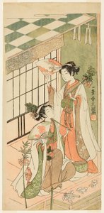 De Heiligdom Dansers (Miko) Ohatsu en Onami