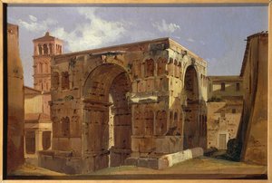 Italië, Rome, Boog van Janus aan de voet van Via Velabro door Ippolito Caffi