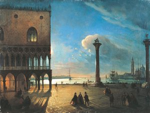 Piazzetta San Marco bij maanlicht, Venetië