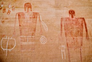 Rotstekeningen van de Anasazi en andere pueblo-bewonende vroege bewoners van de Four Corners door Ira Block