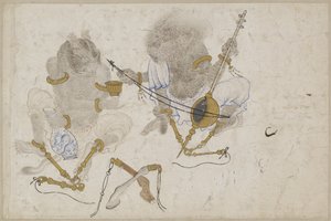 Twee demonen, geketend, 15e eeuw door Iranian Master