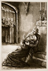 Dood van St. Columba, uit The Trias Thaumaturga, of Three Wonder-Working Saints of Ireland, door Mary Cusack, gepubliceerd ca. 1890s door Irish School
