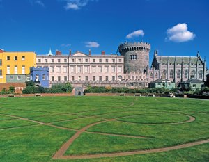Dublin Castle, uitzicht vanuit de tuinen