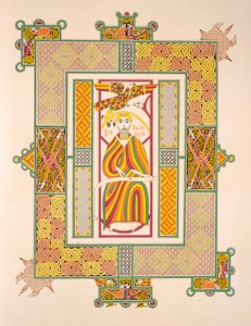 Sint Johannes de Evangelist, uit een facsimile kopie van de Evangeliën van Mac Regol, uitgegeven door Day & Son door Irish School