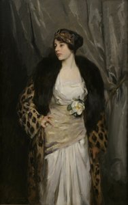 Gladys Wiles in een luipaardjas (De Luipaardjas) door Irving Ramsay Wiles