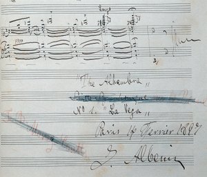 Bladmuziek voor de pianosuite La Vega met handtekening van Isaac Albeniz