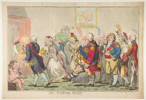 De huwelijksnacht, 20 mei 1797 door Isaac Cruikshank