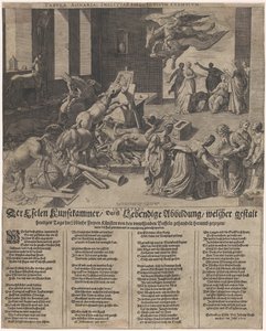 Ezels vernietigen een kunstkamer