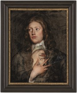 Portret van een heer, buste-lengte, met een ander portret eronder