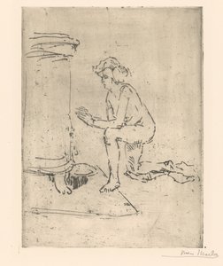 Knielend model voor kachel door Isaac Israels (signed by artist)