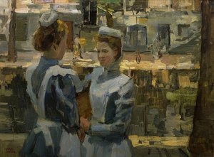 De dienstmeisjes op de Leidsegracht door Isaac Israels