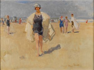 Dame op het strand van Viareggio
