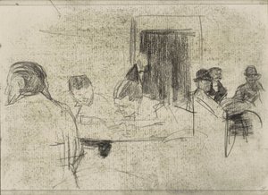Mannen aan tafels, mogelijk in een café door Isaac Israels