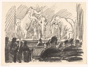 Optreden van olifanten op een podium door Isaac Israels